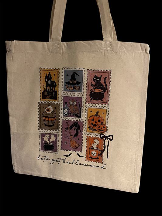 Let’s Get Hallo-weird Halloween Canvas Tote Bag | Spooky Aesthetic Tote