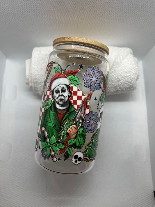 Michael Myers Christmas Glass Cup
