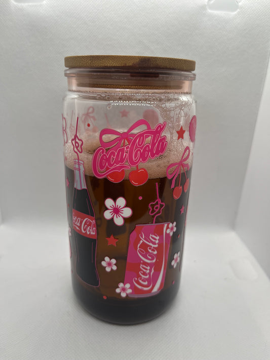 Retro Cherry Soda plastic Tumbler with Bamboo Lid – 16 oz