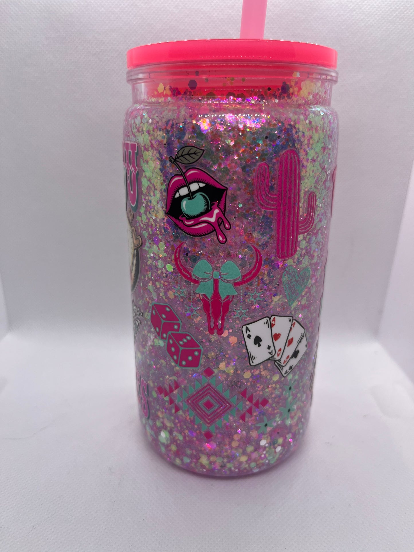Pink Western “Heard Ya Liked the Wild Ones” 16 oz Snowglobe Cup