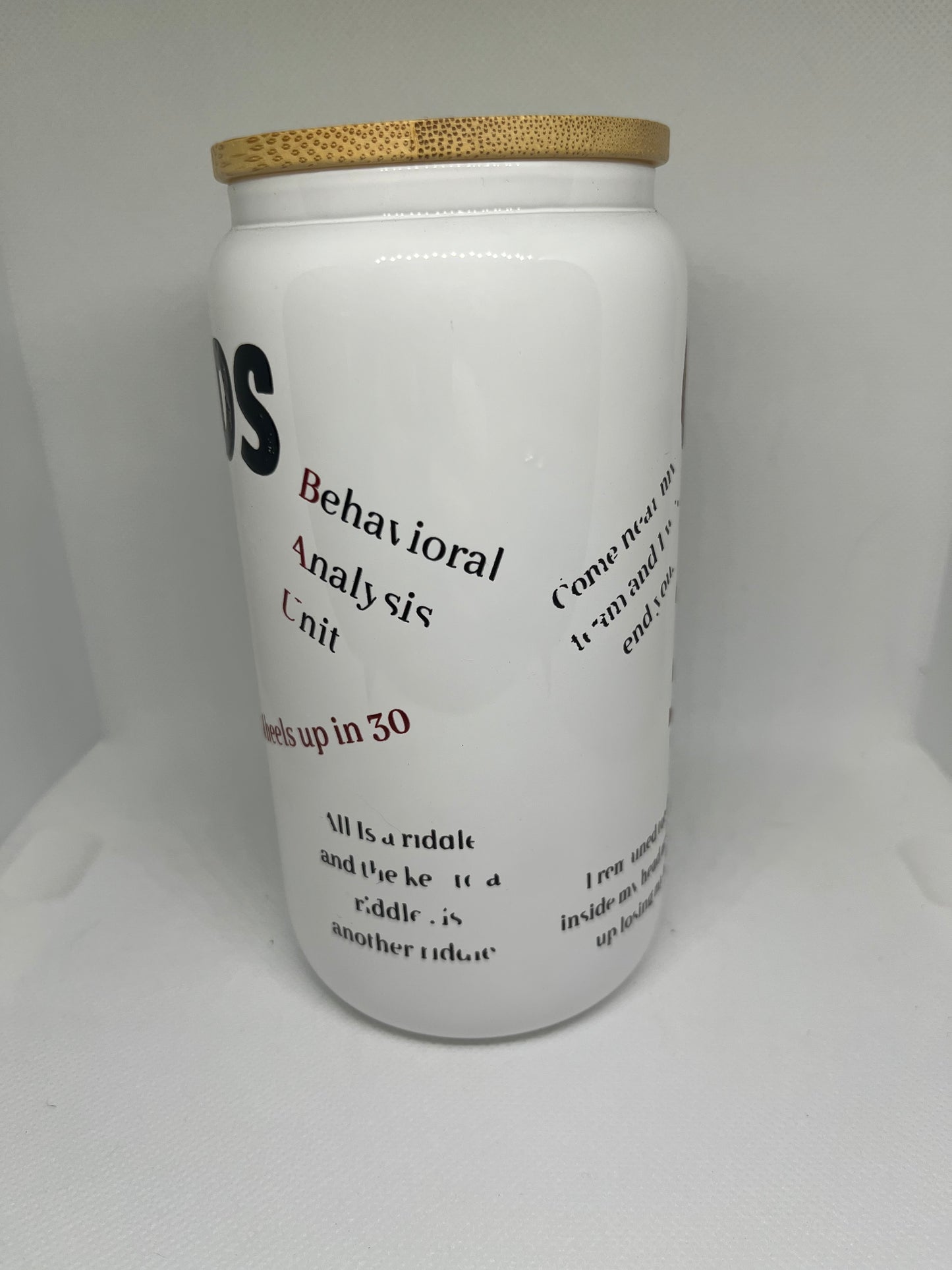 Criminal Minds White Glass Can Tumbler