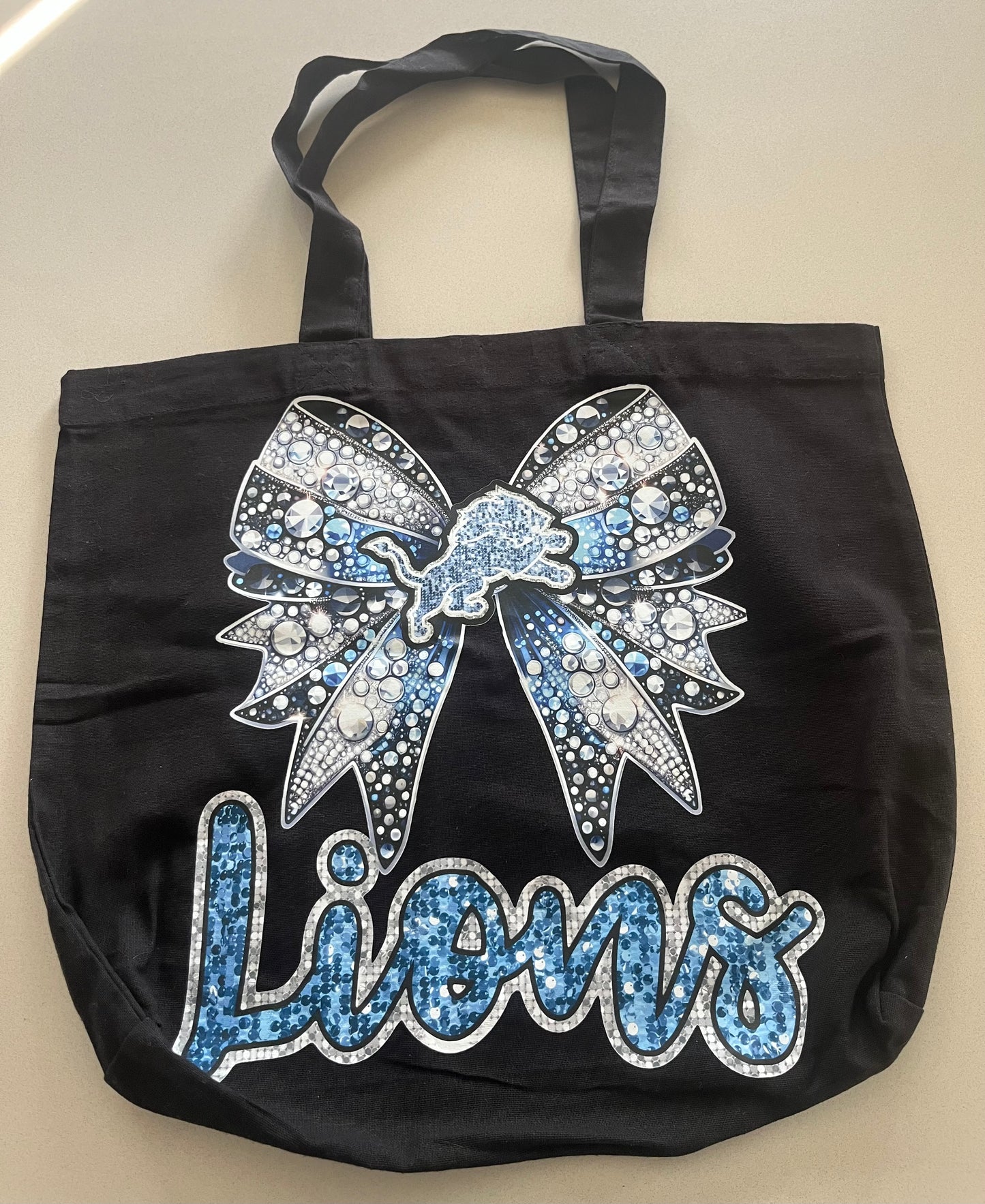 Lions Rhinestone Bow Tote Bag