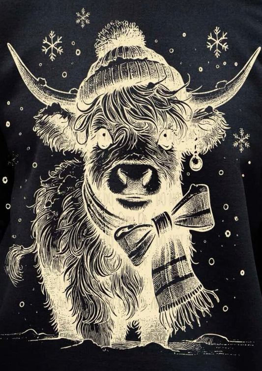 Snowy Highland Cow
