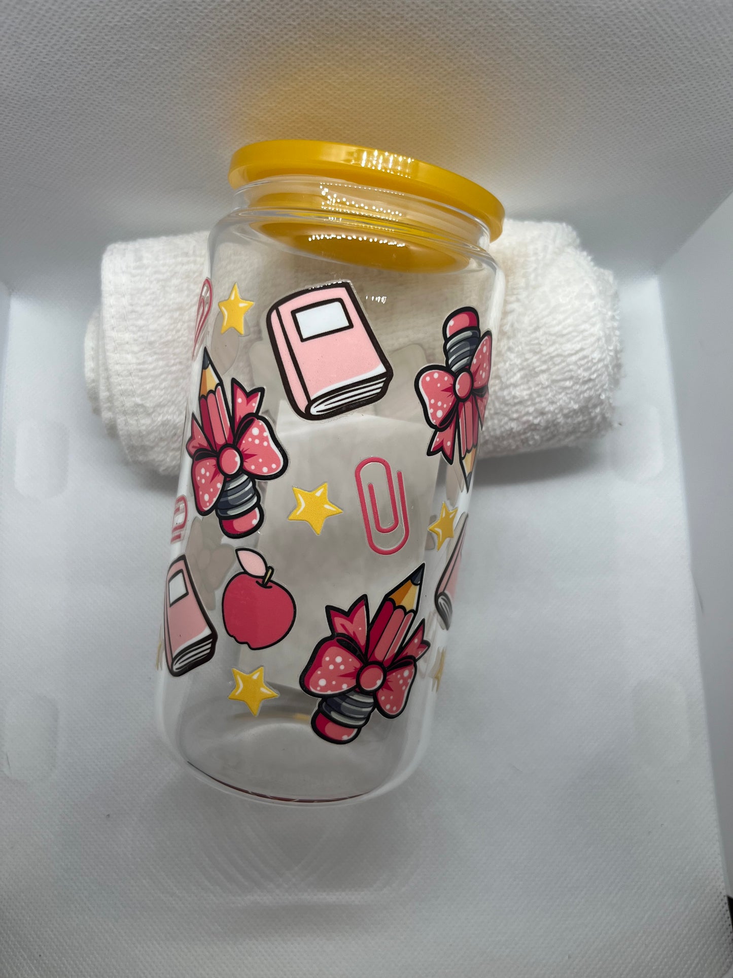 Teacher Aesthetic 16 oz Glass Cup | Cute School Theme Tumbler