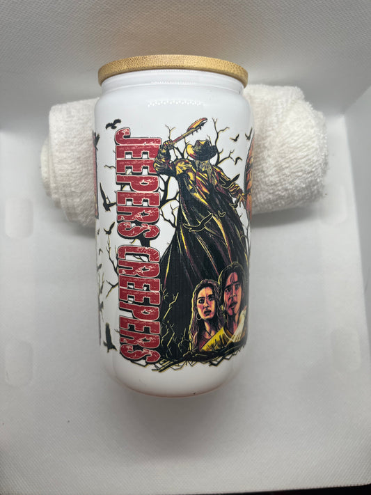 Jeepers Creepers White Glass Tumbler