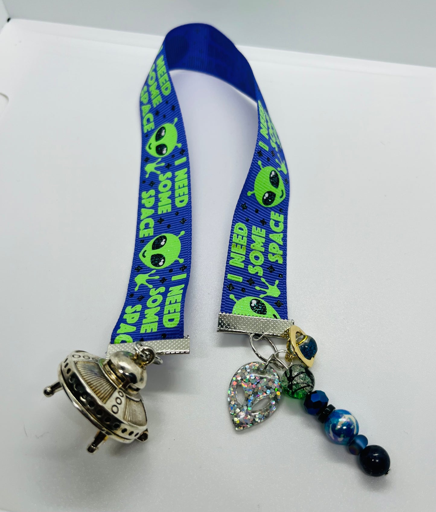 “I Need Some Space” UFO Galaxy Alien Ribbon Bookmark