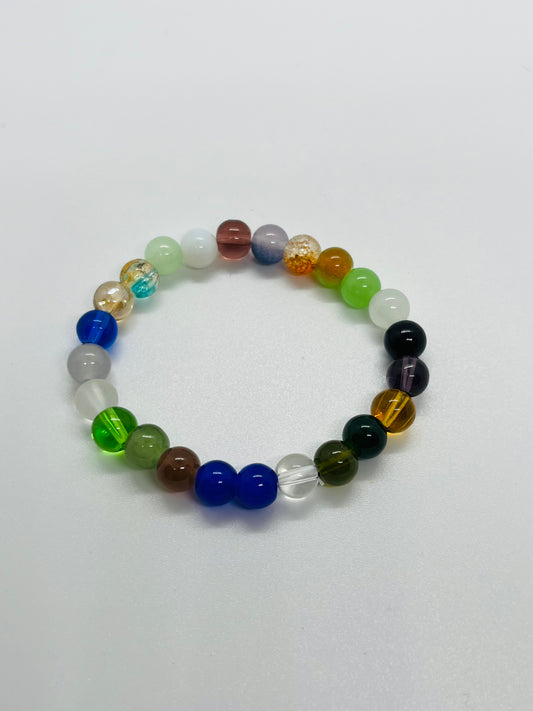 Multicolor Glass Beaded Stretch Bracelet