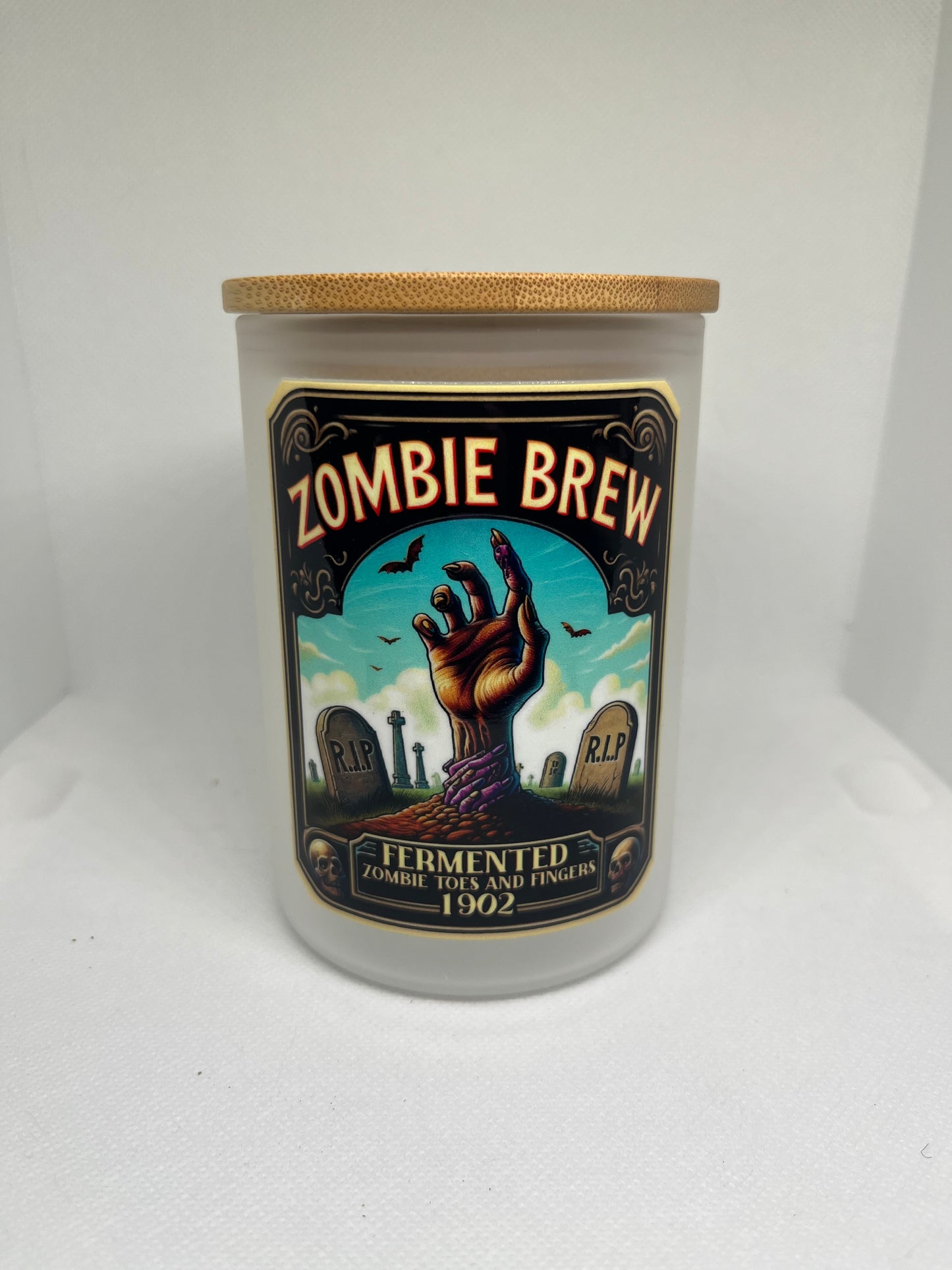 Zombie Brew Frosted Glass Mug with Bamboo Lid