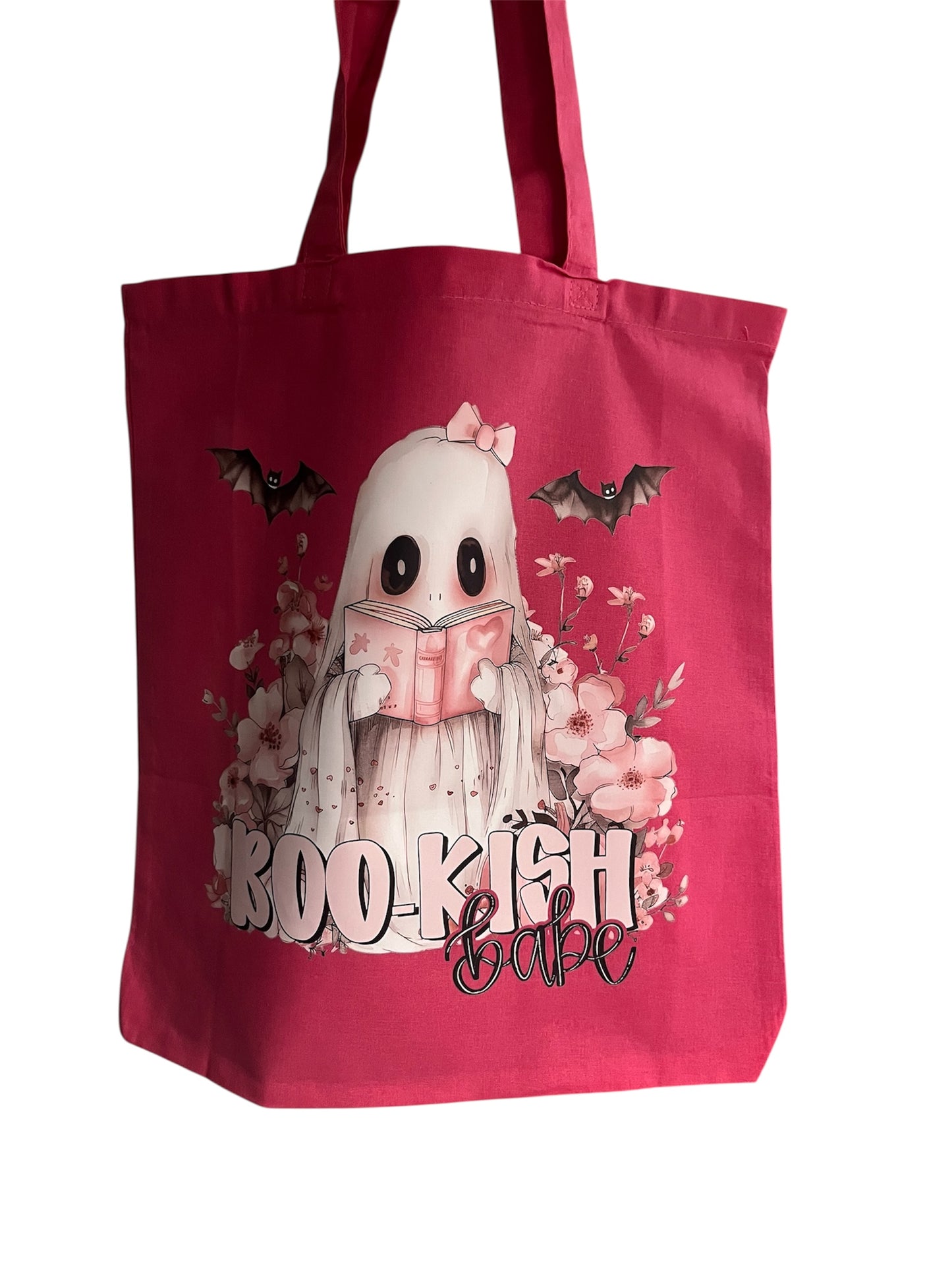 Boo-kish Babe Ghost Canvas Tote Bag | Spooky Cute Book Lover Tote