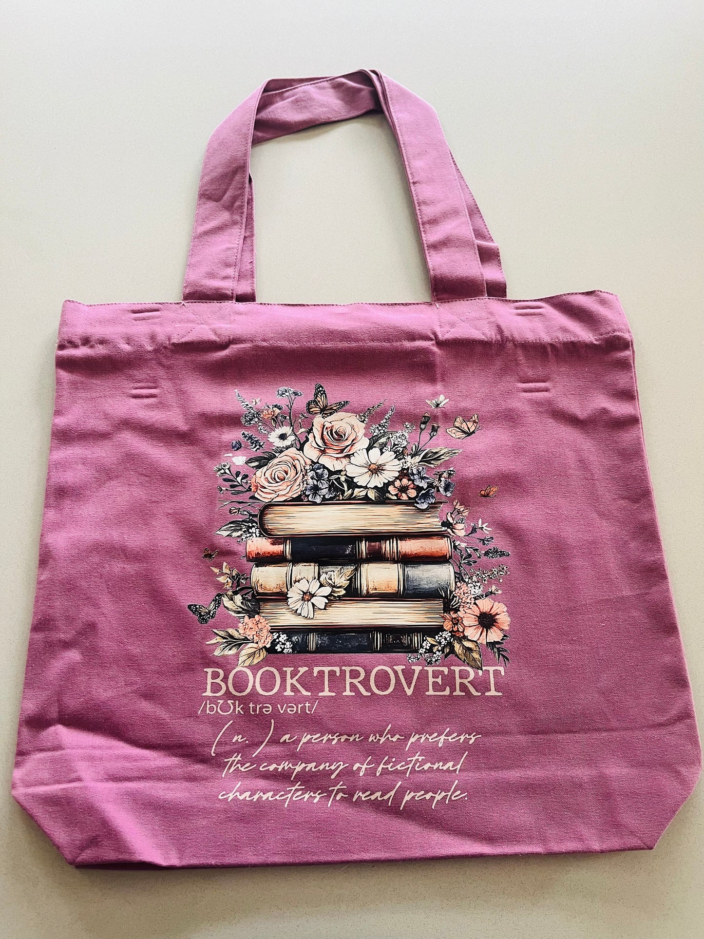 Booktrovert Floral Tote Bag – Book Lover Definition Design