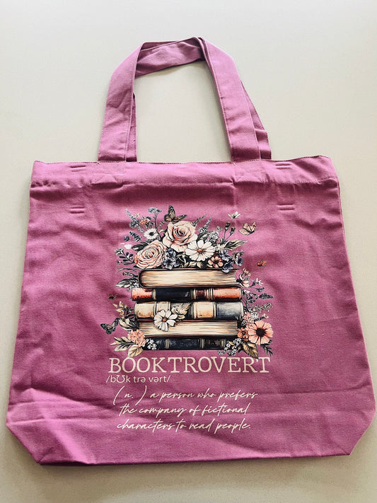 Booktrovert Floral Tote Bag – Book Lover Definition Design