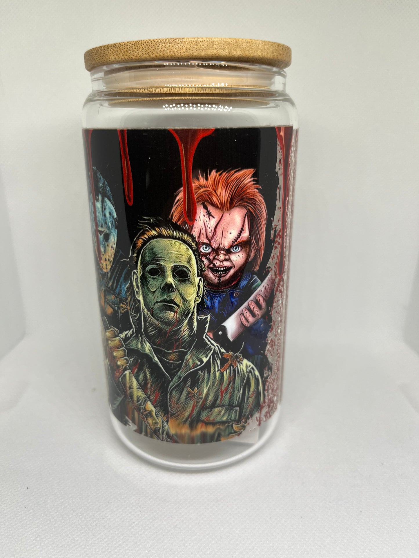 Horror Icons Glass Can Tumbler | Bamboo Lid