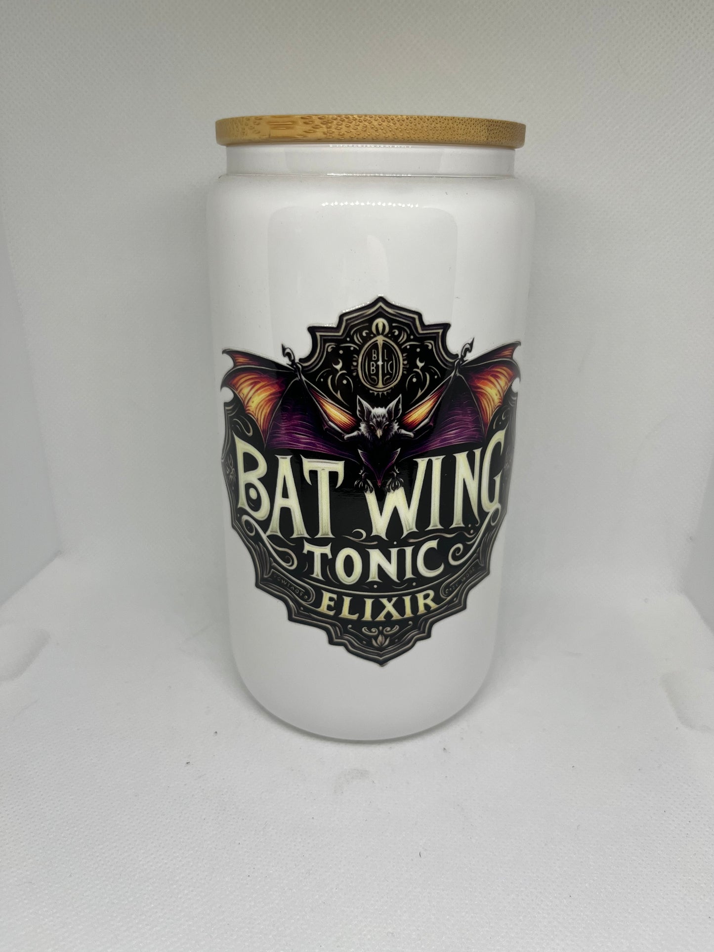 Bat Wing Tonic Elixir White Glass Cup– 16 oz