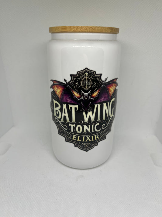 Bat Wing Tonic Elixir White Glass Cup– 16 oz
