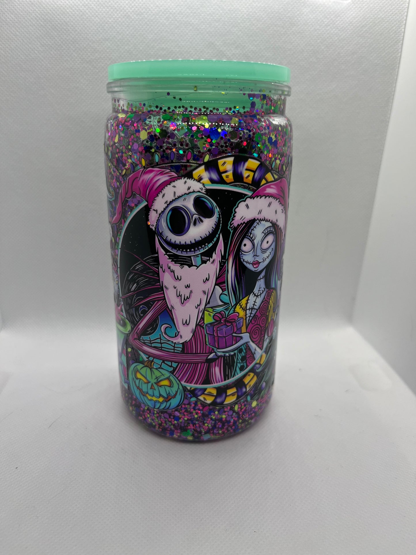 Spooky Cute Holiday Glitter Snow Globe Tumbler – 16 oz
