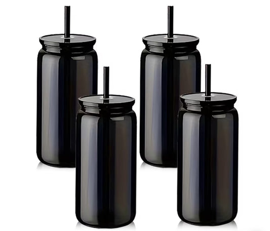 Black 16 oz Glass Cup